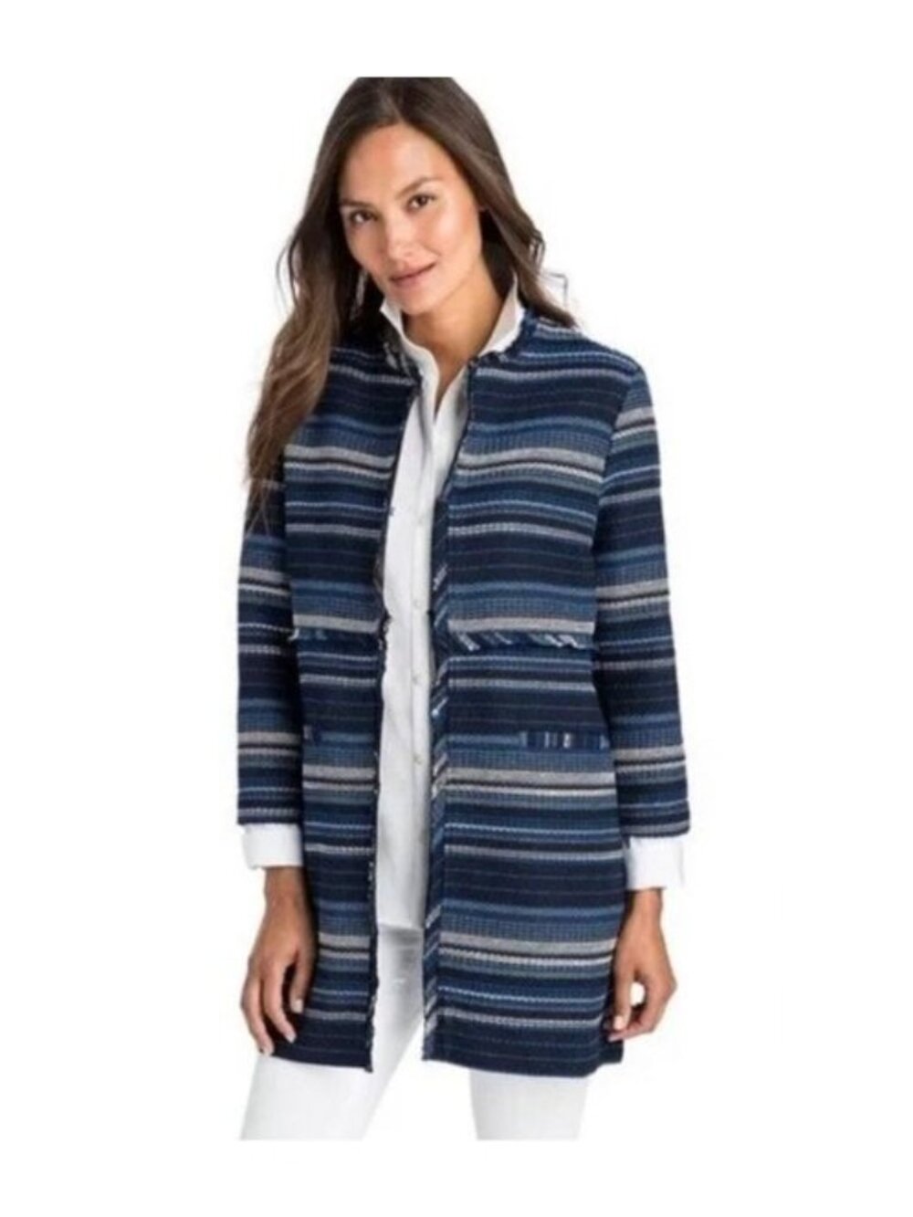 Vineyard Vines Striped Woven Cotton Jacket in Deep Bay Blue - M